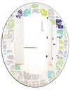 geometric pattern with leaves - Modern Round or Oval Wall Mirror - Leaves