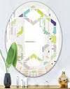geometric pattern with leaves - Modern Round or Oval Wall Mirror - Hexagon Star