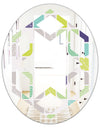 geometric pattern with leaves - Modern Round or Oval Wall Mirror - Hexagon Star