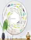 geometric pattern with leaves - Modern Round or Oval Wall Mirror - Whirl