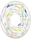 geometric pattern with leaves - Modern Round or Oval Wall Mirror - Whirl