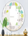 geometric pattern with leaves - Modern Round or Oval Wall Mirror - Quatrefoil