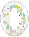 geometric pattern with leaves - Modern Round or Oval Wall Mirror - Quatrefoil
