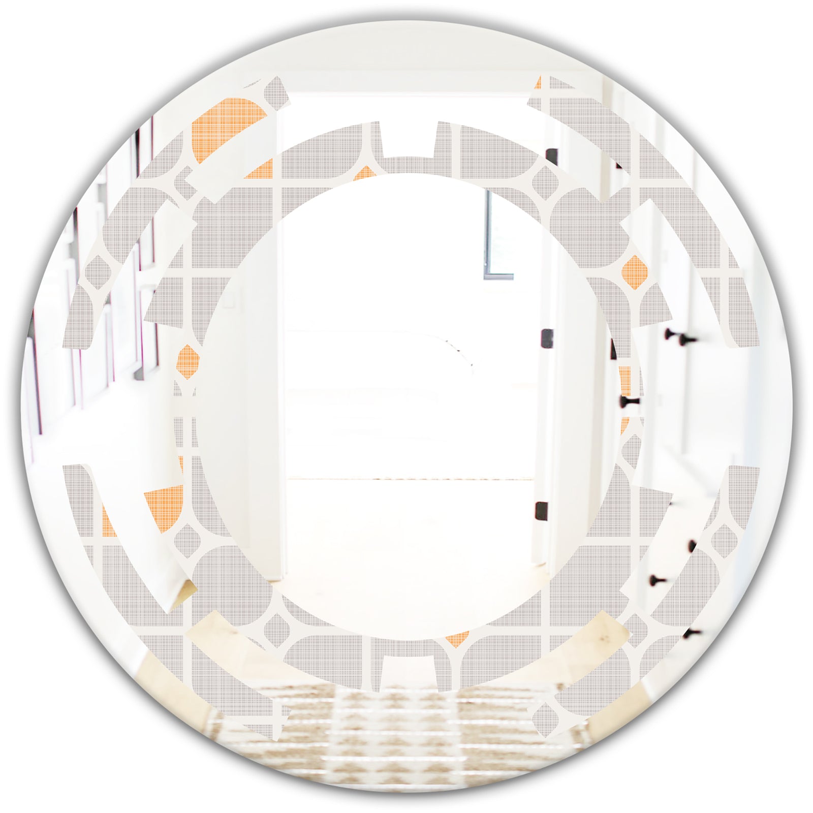 Retro Geometrical Pattern II - Modern Round or Oval Wall Mirror - Space