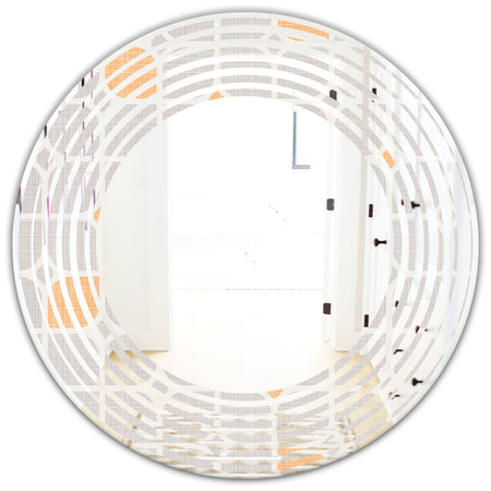 Retro Geometrical Pattern II - Modern Round or Oval Wall Mirror - Wave
