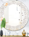 Retro Geometrical Pattern II - Modern Round or Oval Wall Mirror - Leaves