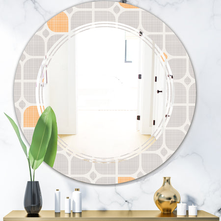 Retro Geometrical Pattern II - Modern Round or Oval Wall Mirror - Triple C