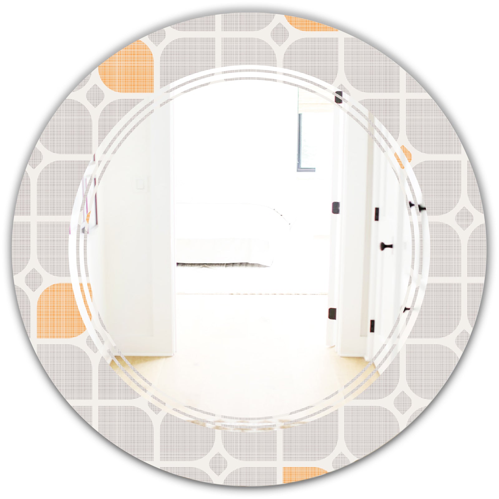 Retro Geometrical Pattern II - Modern Round or Oval Wall Mirror - Triple C