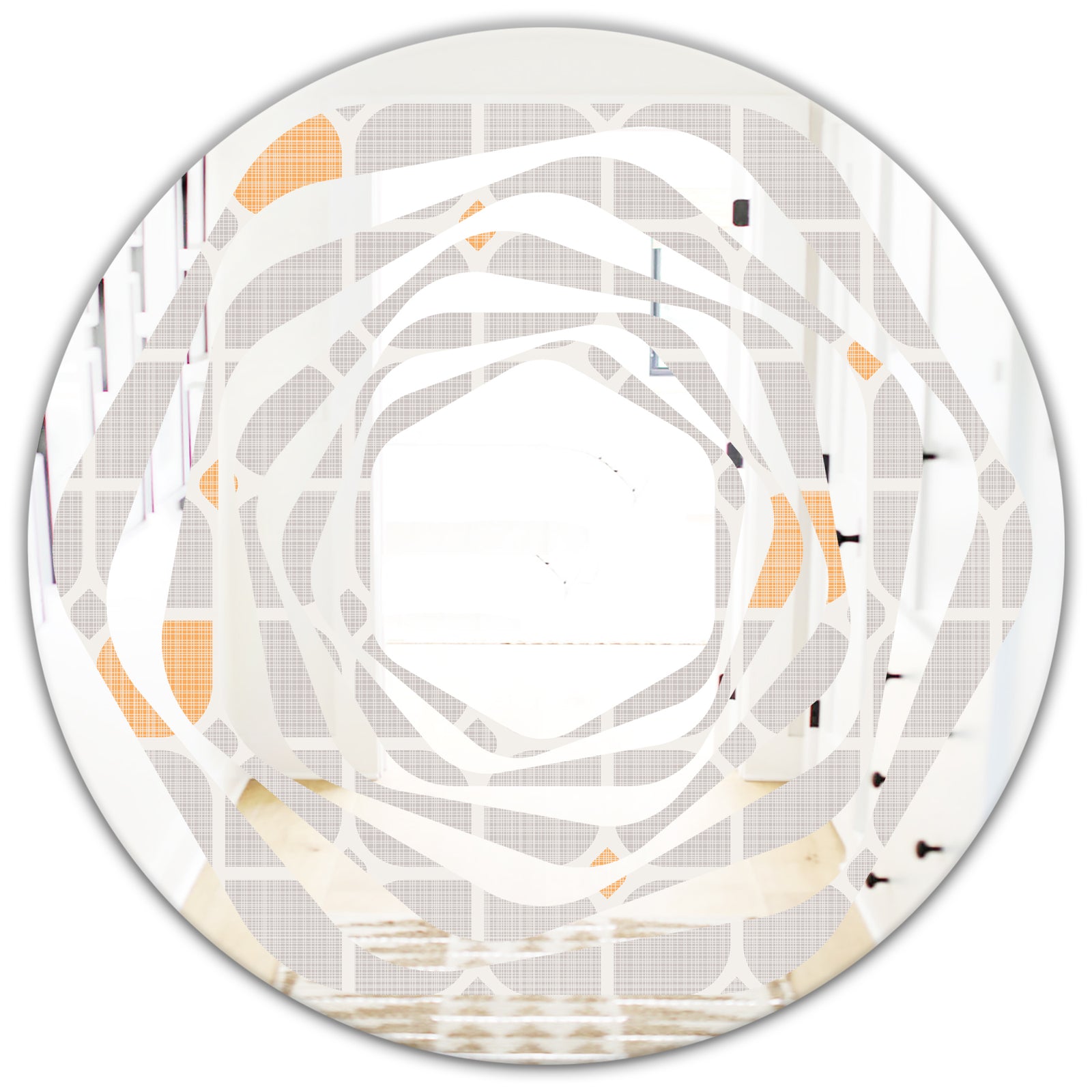 Retro Geometrical Pattern II - Modern Round or Oval Wall Mirror - Whirl