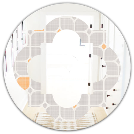 Retro Geometrical Pattern II - Modern Round or Oval Wall Mirror - Quatrefoil