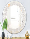 Retro Geometrical Pattern II - Modern Round or Oval Wall Mirror - Leaves