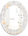 Retro Geometrical Pattern II - Modern Round or Oval Wall Mirror - Leaves