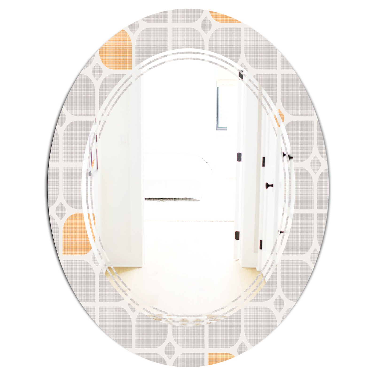 Retro Geometrical Pattern II - Modern Round or Oval Wall Mirror - Triple C