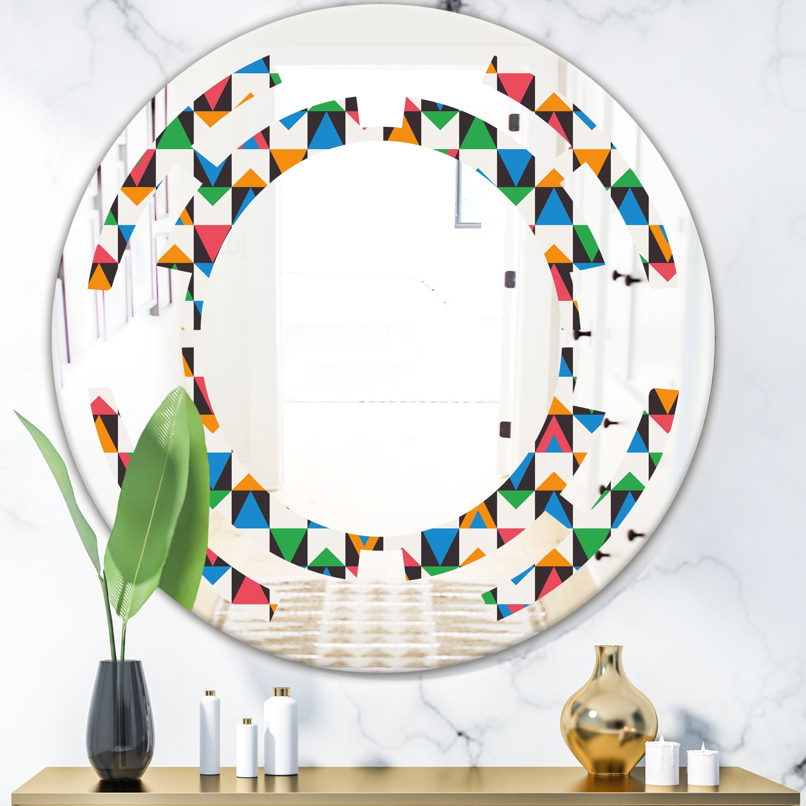 Retro Ornamental Design II - Modern Round or Oval Wall Mirror - Space
