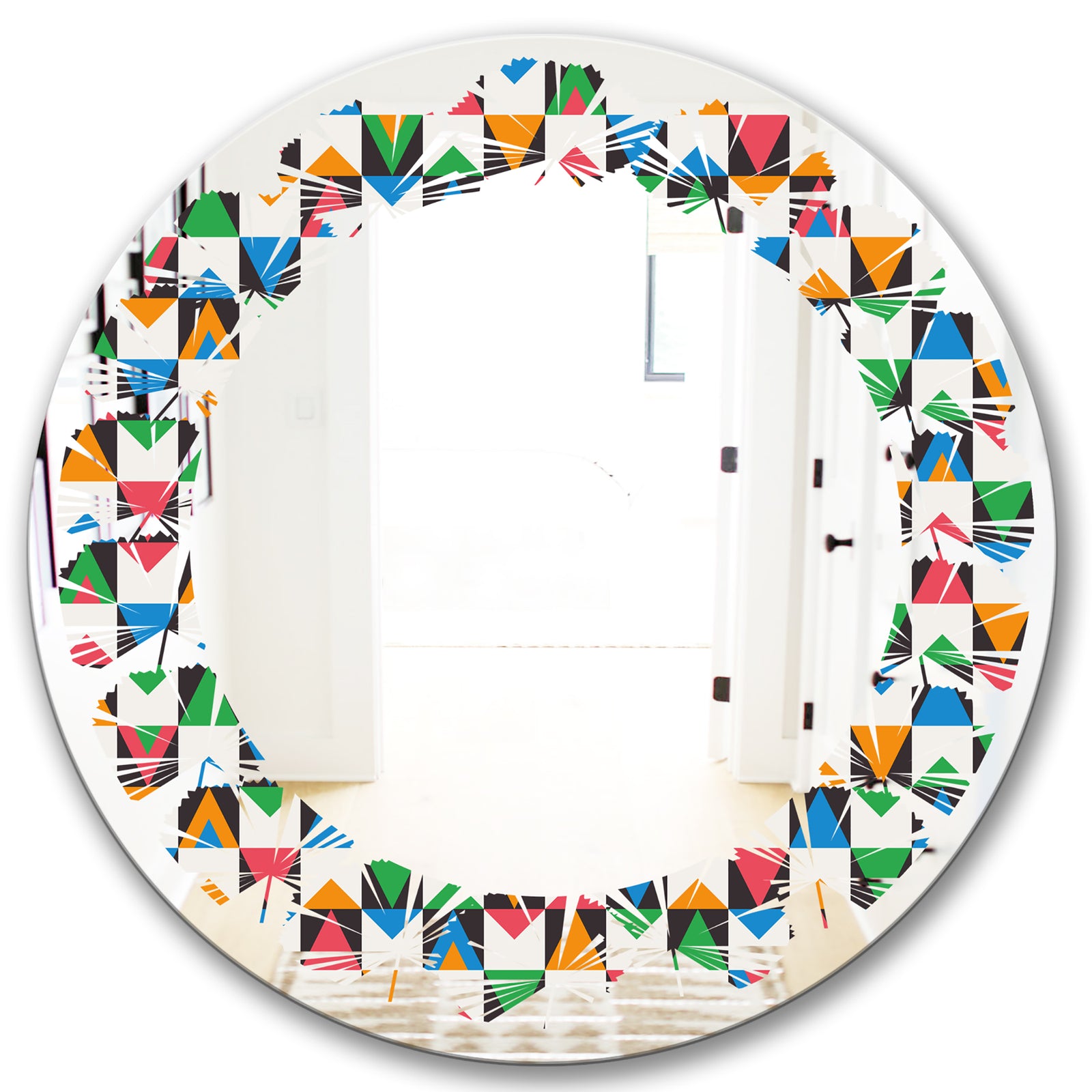 Retro Ornamental Design II - Modern Round or Oval Wall Mirror - Leaves