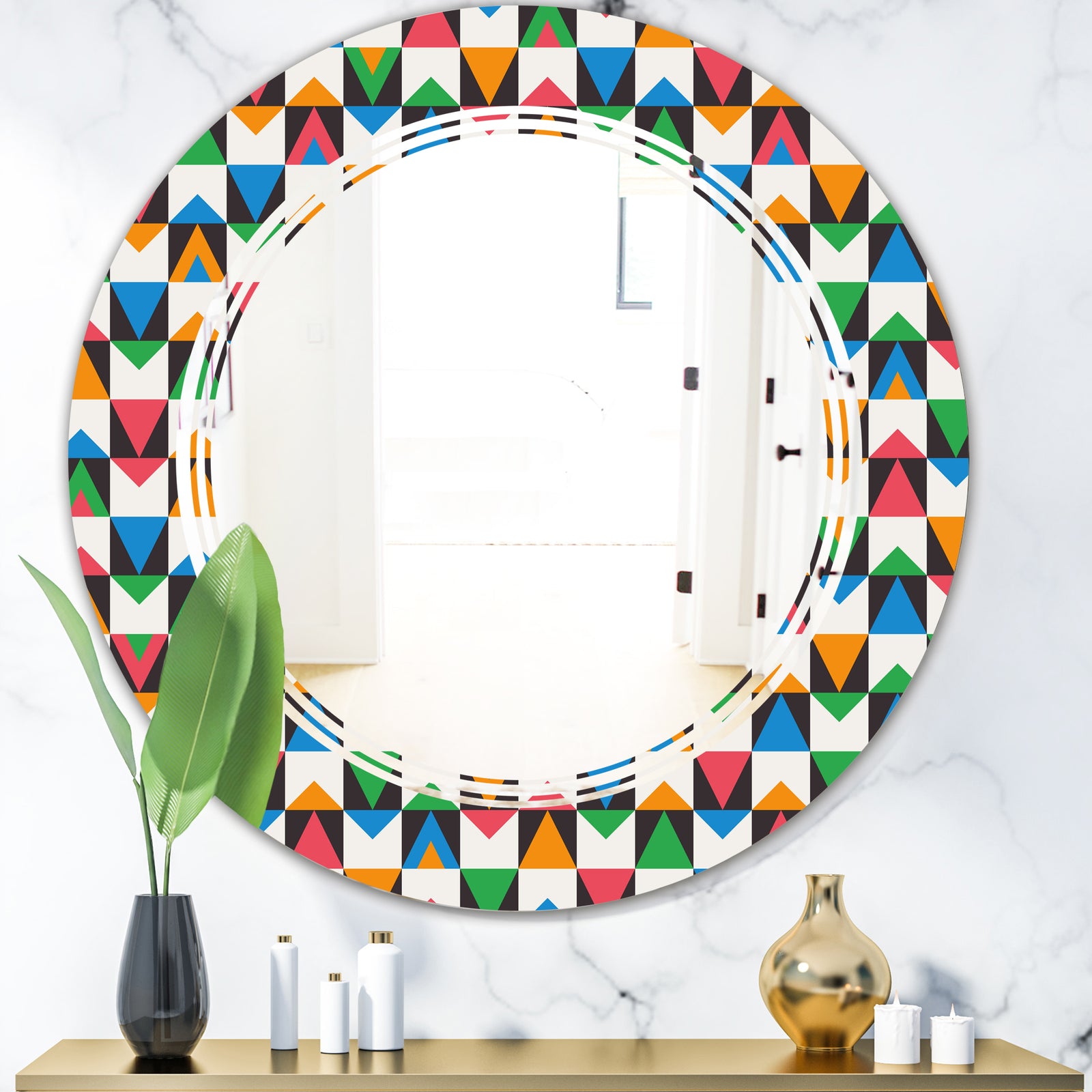 Retro Ornamental Design II - Modern Round or Oval Wall Mirror - Triple C
