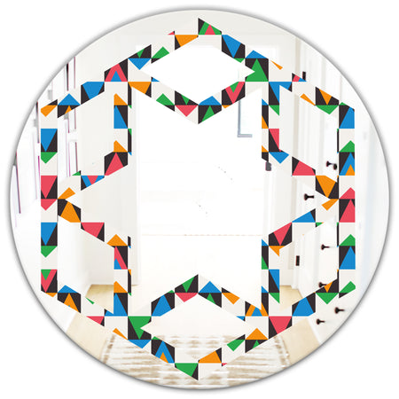 Retro Ornamental Design II - Modern Round or Oval Wall Mirror - Hexagon Star