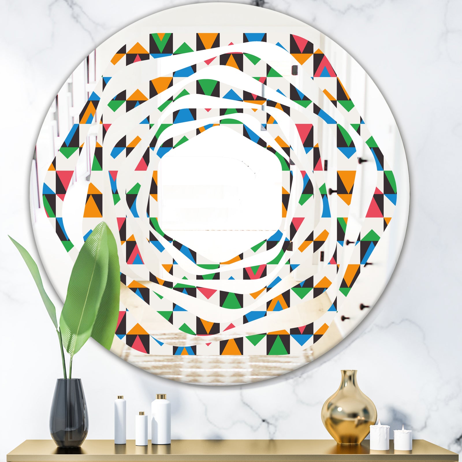 Retro Ornamental Design II - Modern Round or Oval Wall Mirror - Whirl