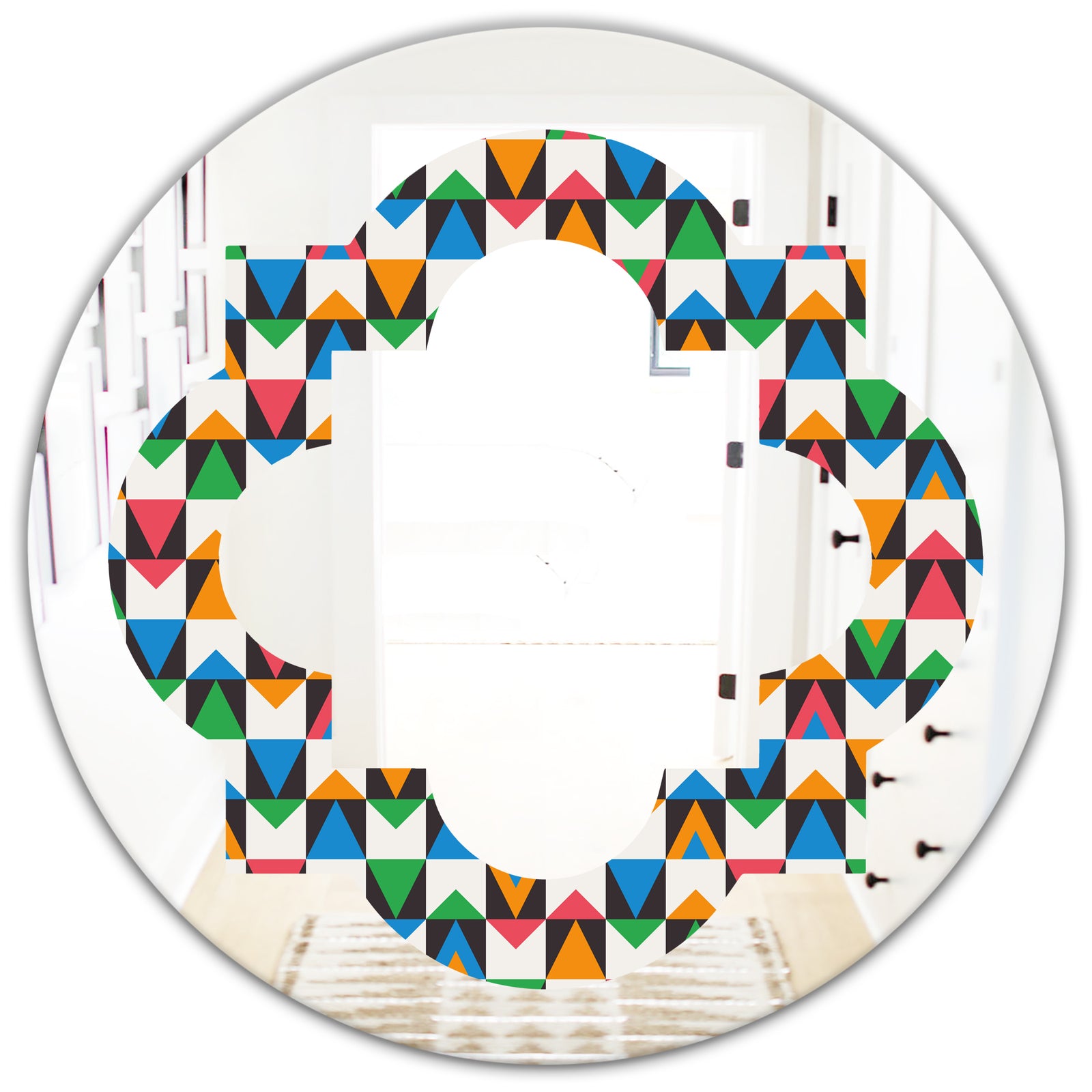 Retro Ornamental Design II - Modern Round or Oval Wall Mirror - Quatrefoil