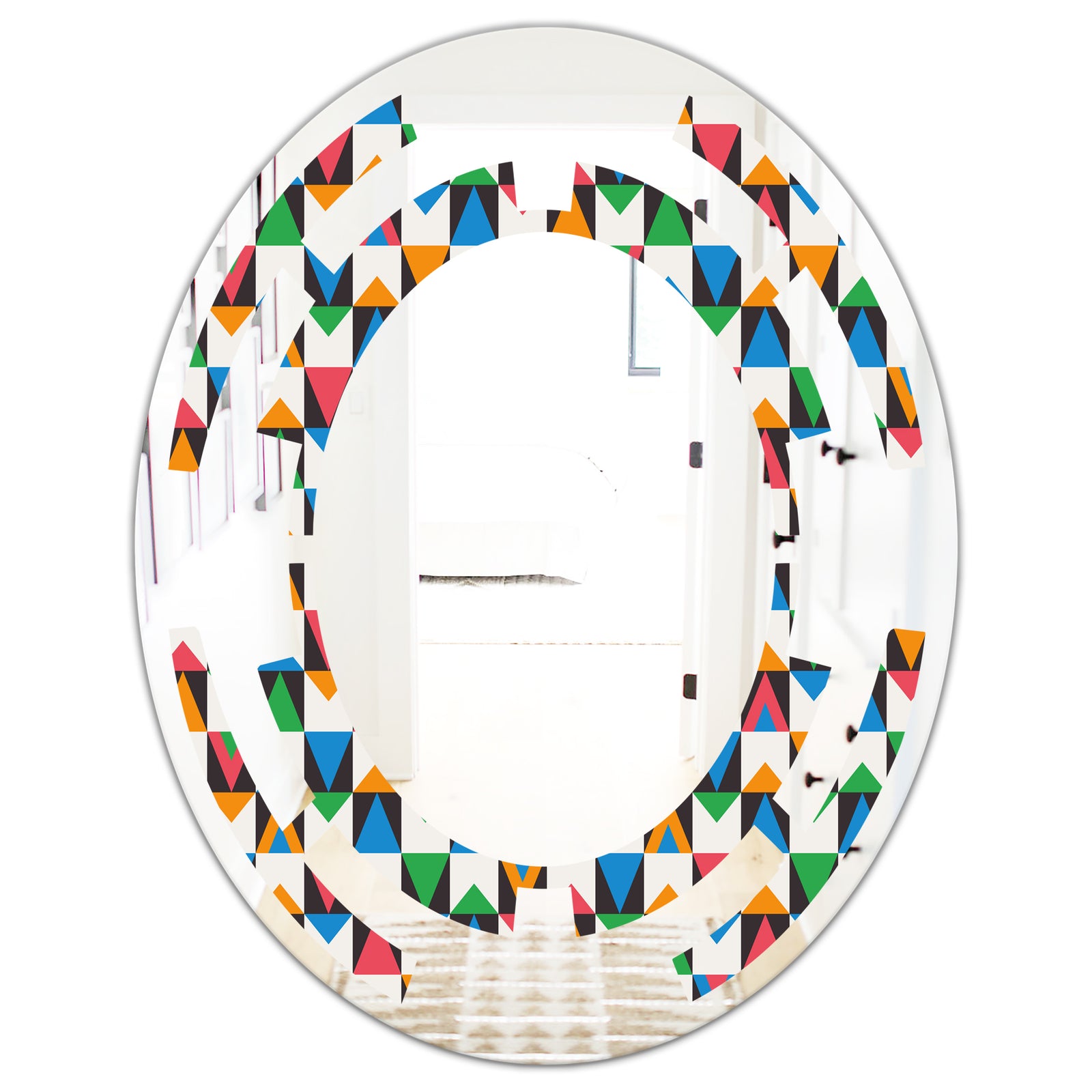 Retro Ornamental Design II - Modern Round or Oval Wall Mirror - Space