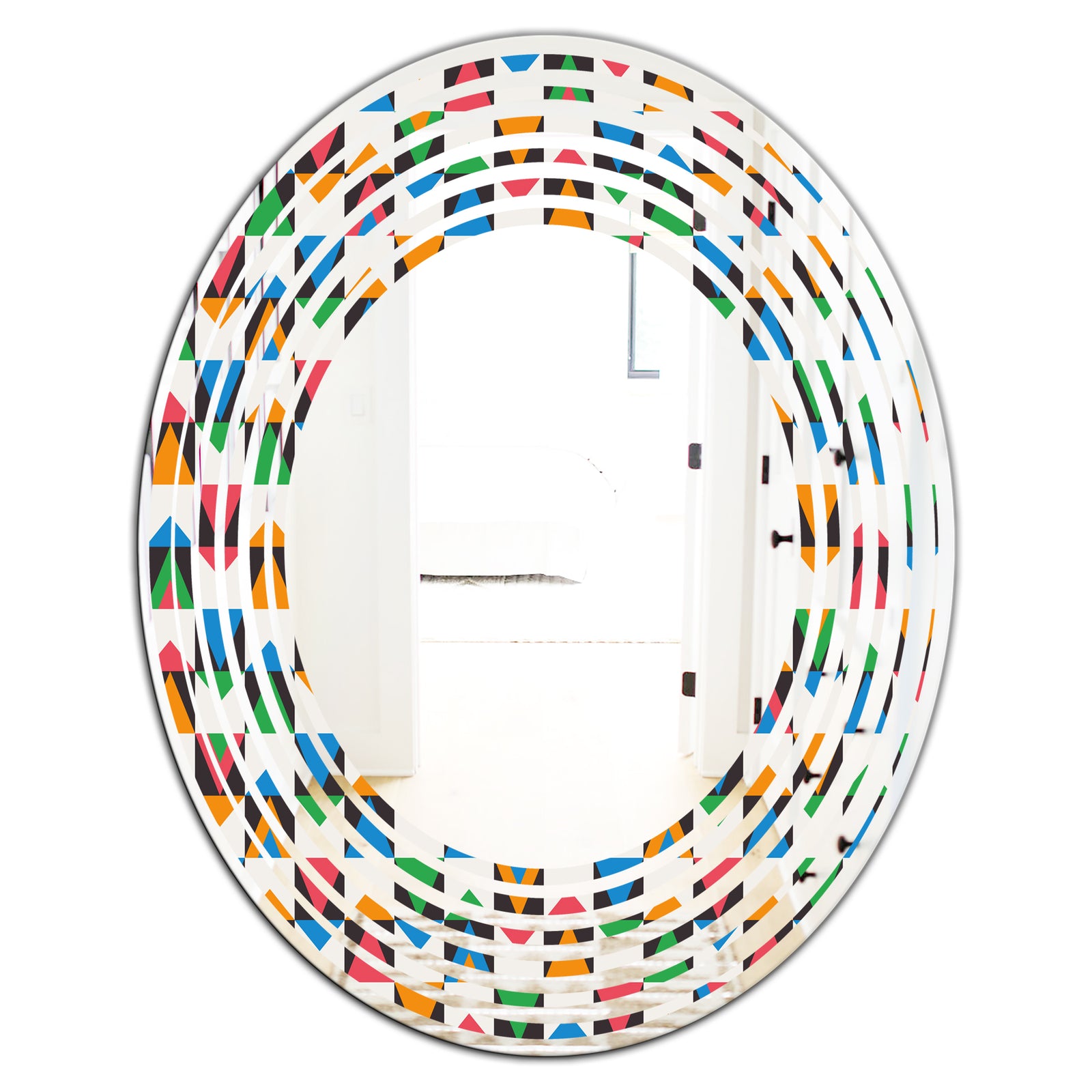Retro Ornamental Design II - Modern Round or Oval Wall Mirror - Wave