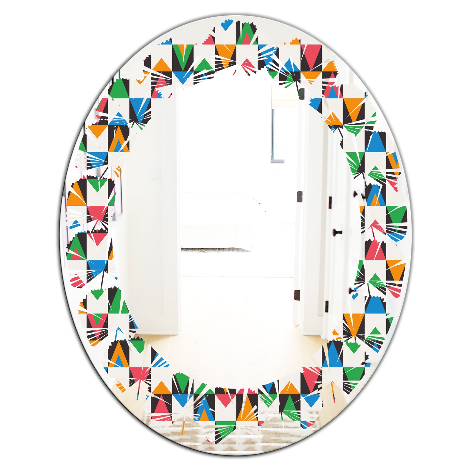 Retro Ornamental Design II - Modern Round or Oval Wall Mirror - Leaves