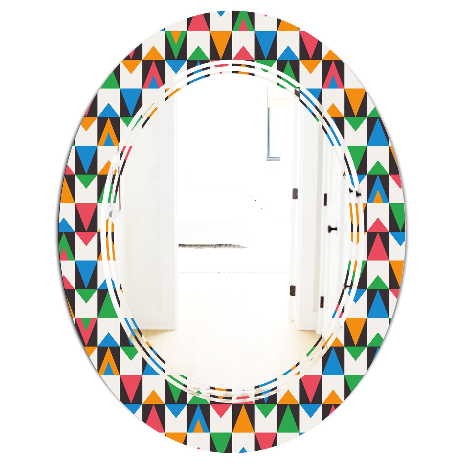 Retro Ornamental Design II - Modern Round or Oval Wall Mirror - Triple C