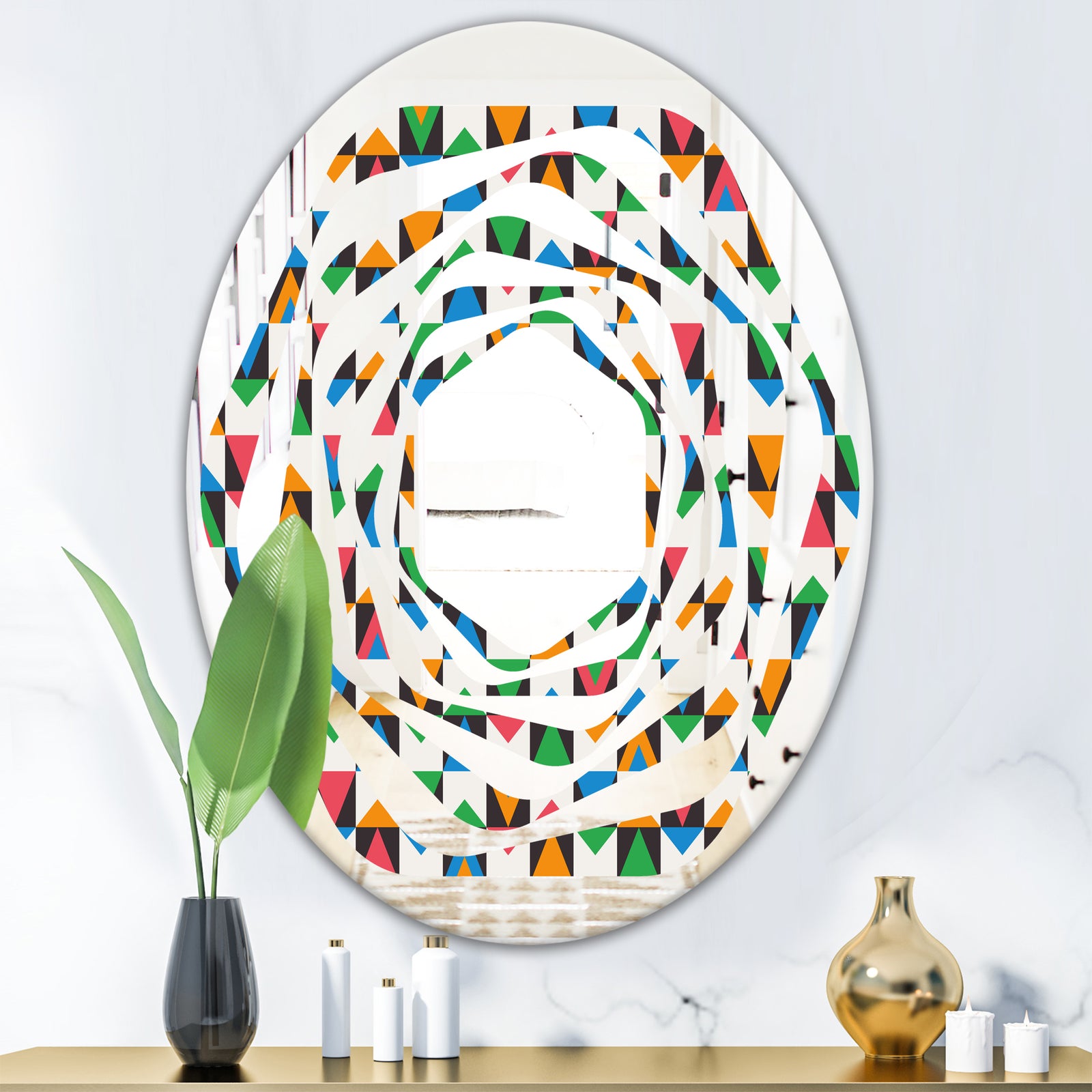 Retro Ornamental Design II - Modern Round or Oval Wall Mirror - Whirl