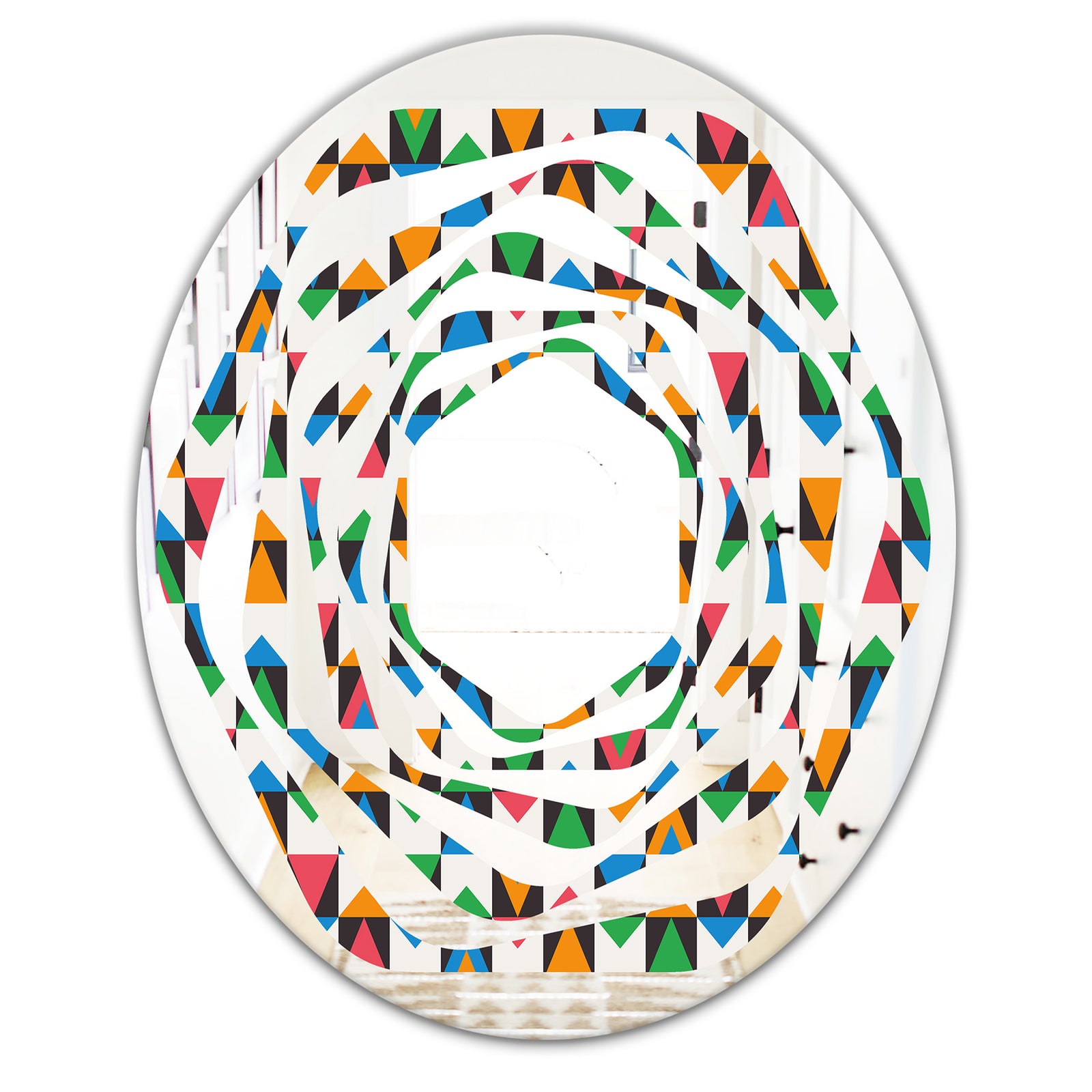 Retro Ornamental Design II - Modern Round or Oval Wall Mirror - Whirl