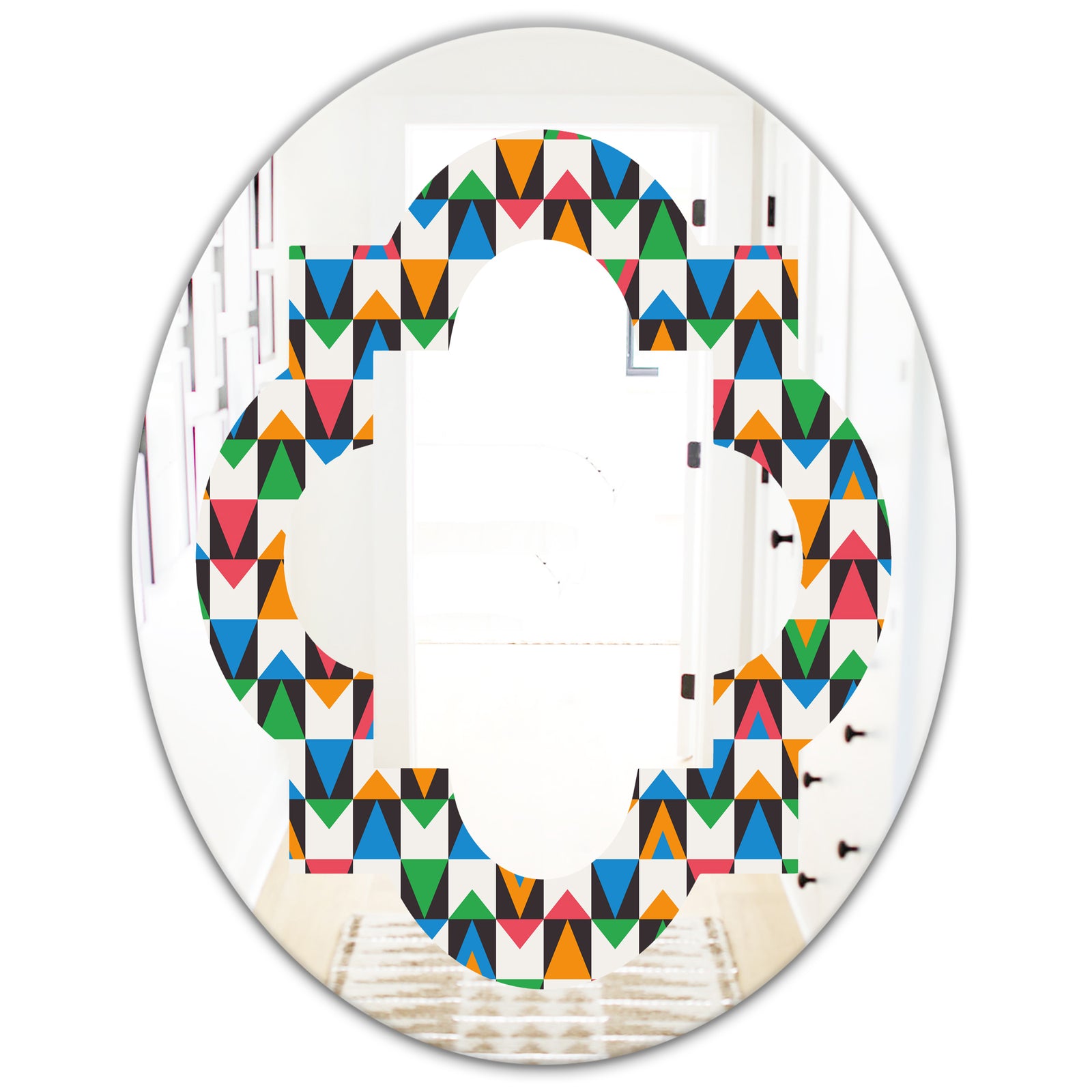 Retro Ornamental Design II - Modern Round or Oval Wall Mirror - Quatrefoil