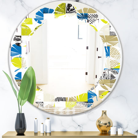 Circular Retro Design I - Modern Round or Oval Wall Mirror - Leaves