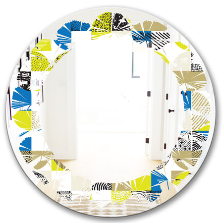 Circular Retro Design I - Modern Round or Oval Wall Mirror - Leaves