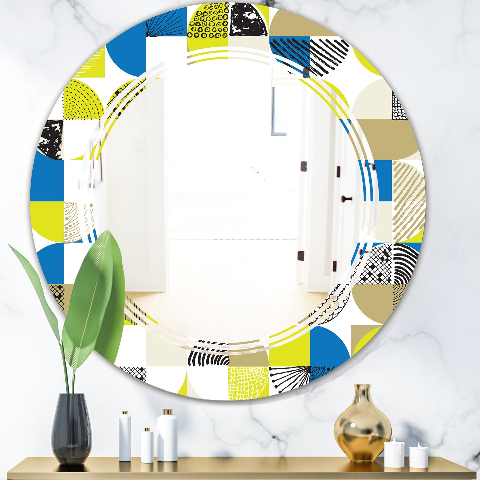 Circular Retro Design I - Modern Round or Oval Wall Mirror - Triple C