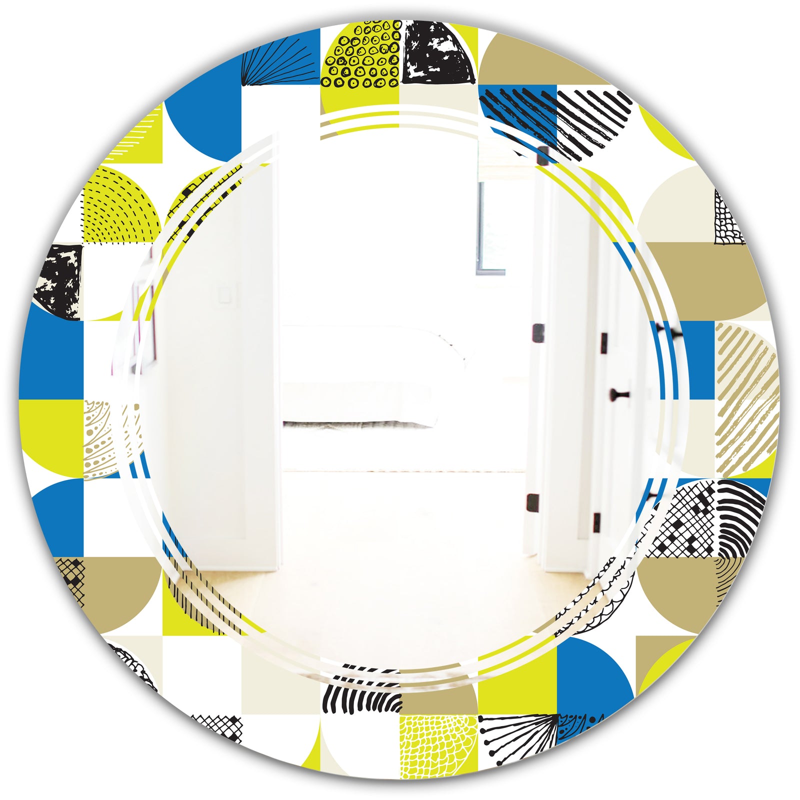 Circular Retro Design I - Modern Round or Oval Wall Mirror - Triple C