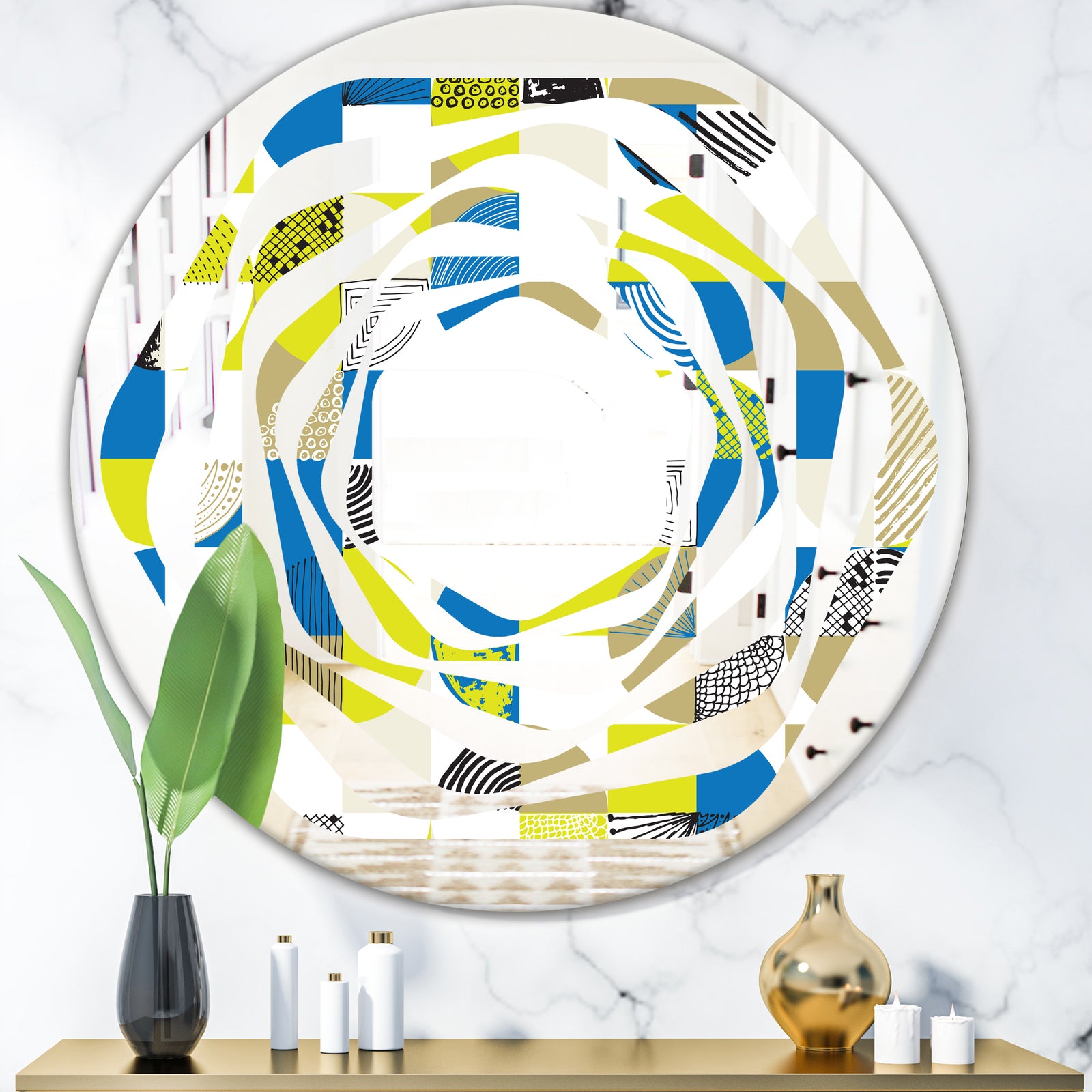 Circular Retro Design I - Modern Round or Oval Wall Mirror - Whirl
