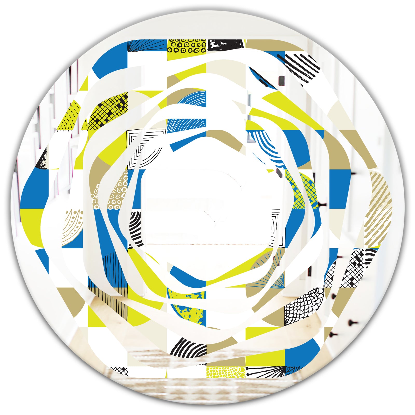 Circular Retro Design I - Modern Round or Oval Wall Mirror - Whirl