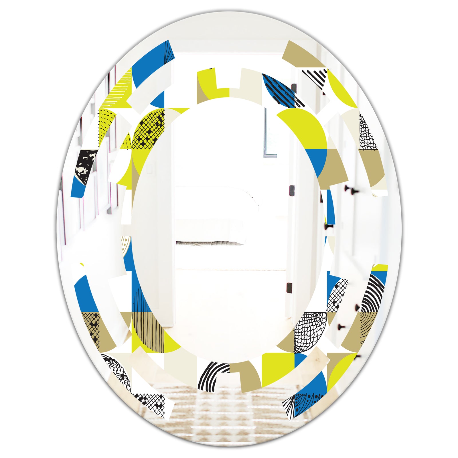 Circular Retro Design I - Modern Round or Oval Wall Mirror - Space