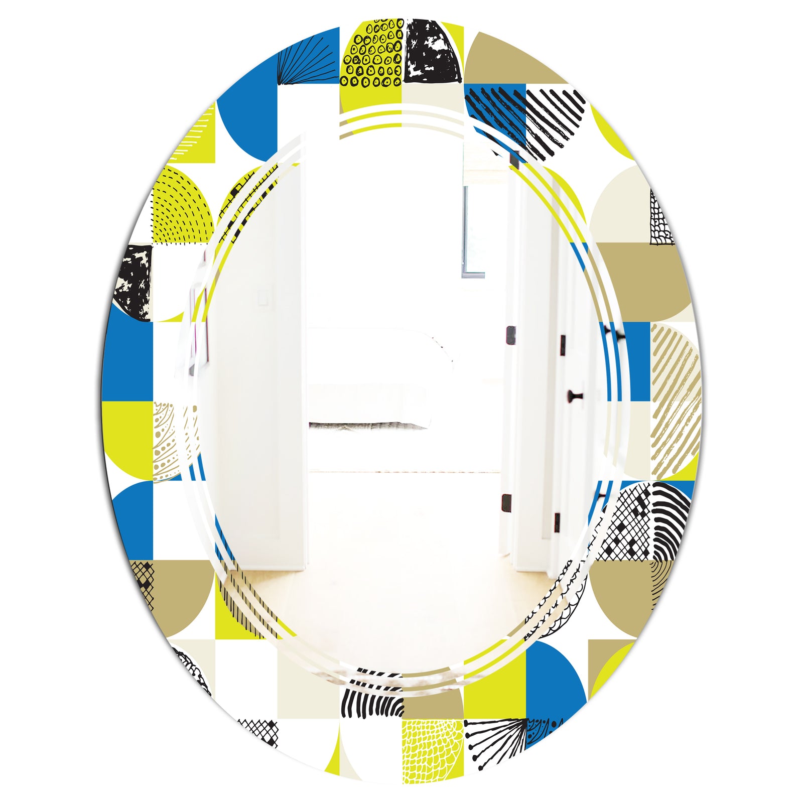 Circular Retro Design I - Modern Round or Oval Wall Mirror - Triple C