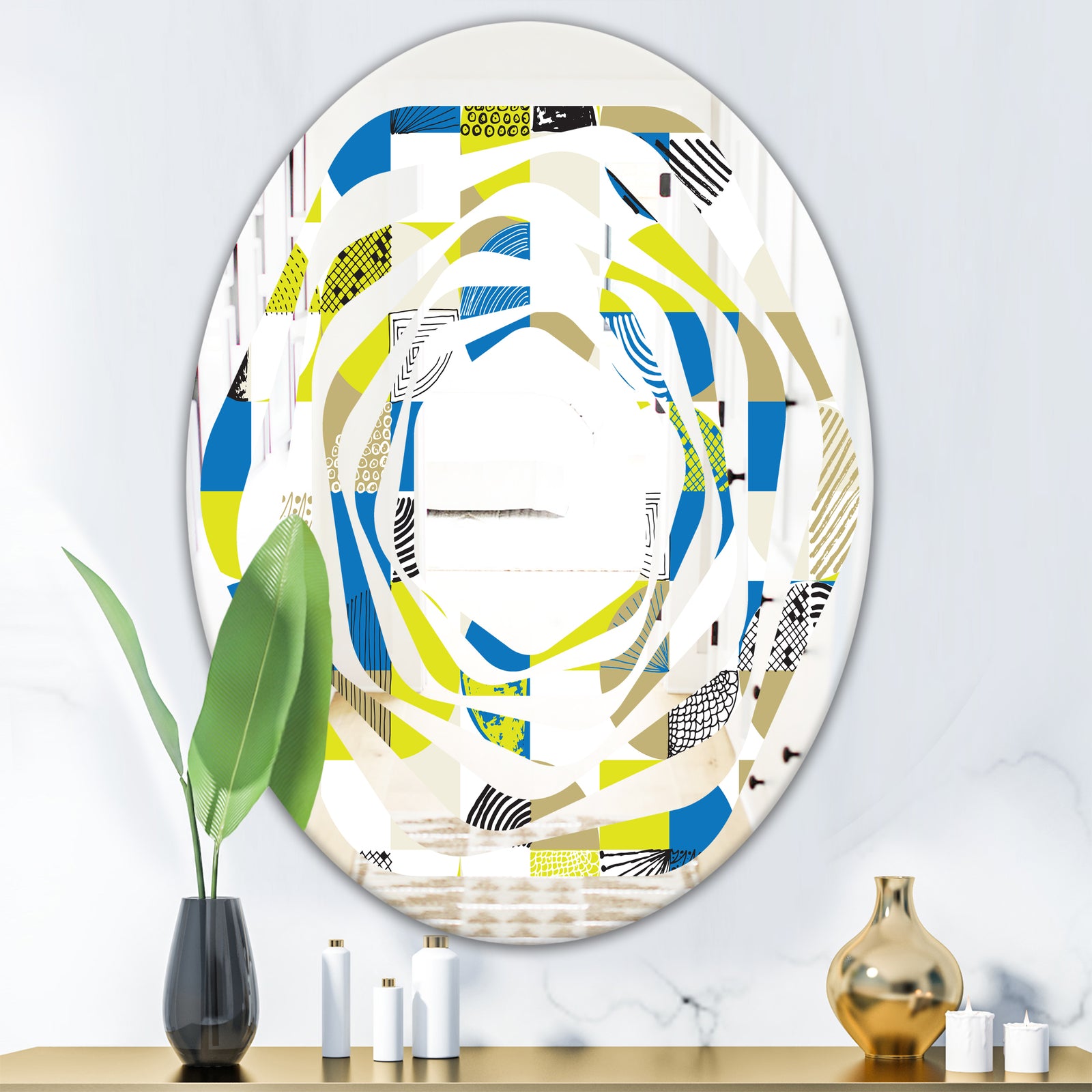 Circular Retro Design I - Modern Round or Oval Wall Mirror - Whirl