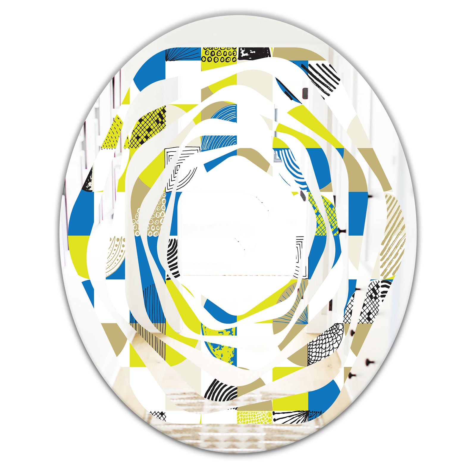 Circular Retro Design I - Modern Round or Oval Wall Mirror - Whirl