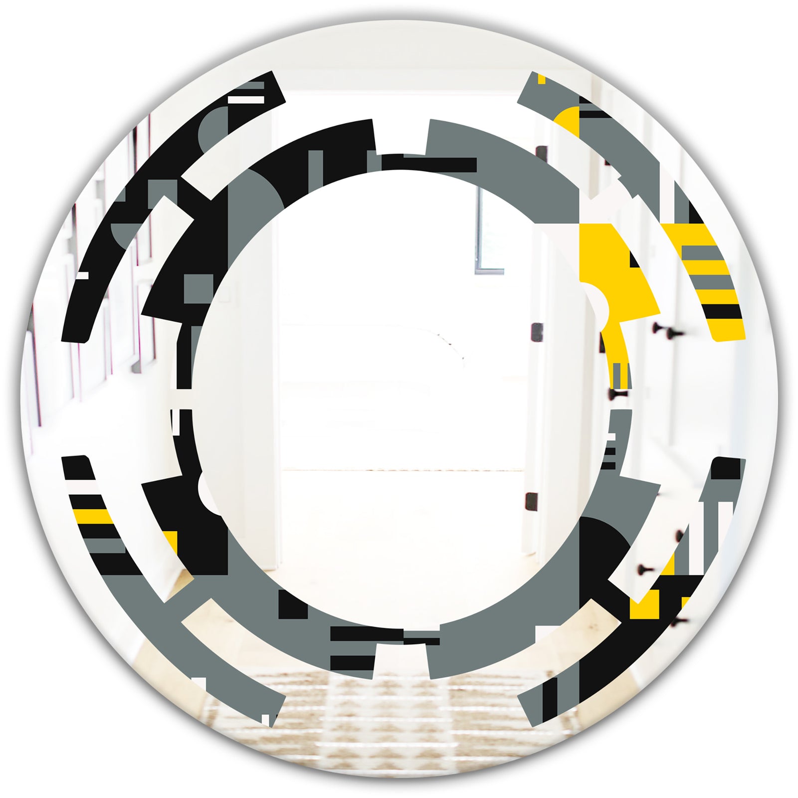 Retro Abstract Design I - Modern Round or Oval Wall Mirror - Space