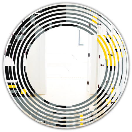 Retro Abstract Design I - Modern Round or Oval Wall Mirror - Wave