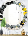 Retro Abstract Design I - Modern Round or Oval Wall Mirror - Leaves