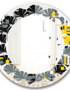 Retro Abstract Design I - Modern Round or Oval Wall Mirror - Leaves