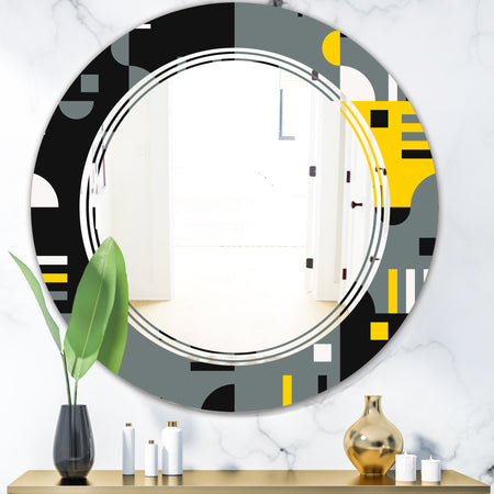Retro Abstract Design I - Modern Round or Oval Wall Mirror - Triple C
