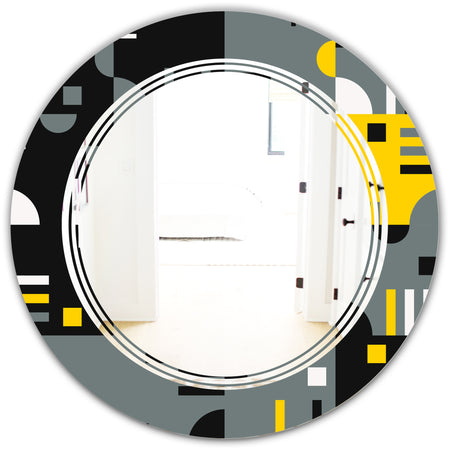 Retro Abstract Design I - Modern Round or Oval Wall Mirror - Triple C