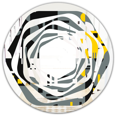 Retro Abstract Design I - Modern Round or Oval Wall Mirror - Whirl