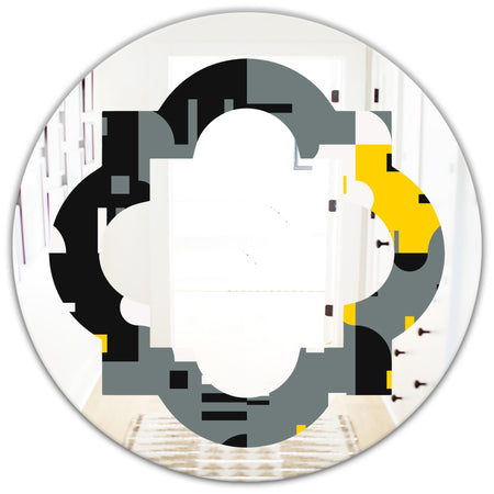 Retro Abstract Design I - Modern Round or Oval Wall Mirror - Quatrefoil