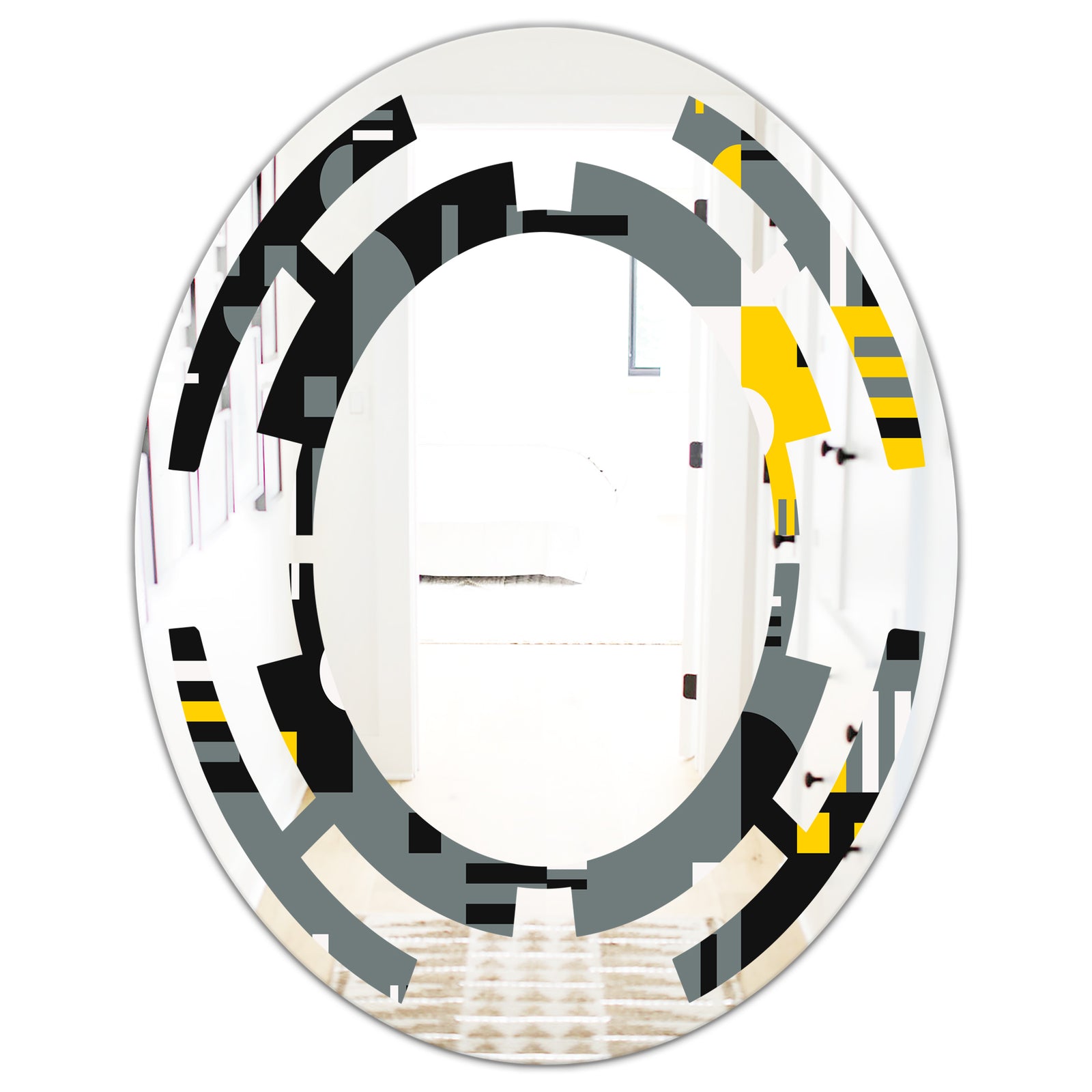 Retro Abstract Design I - Modern Round or Oval Wall Mirror - Space