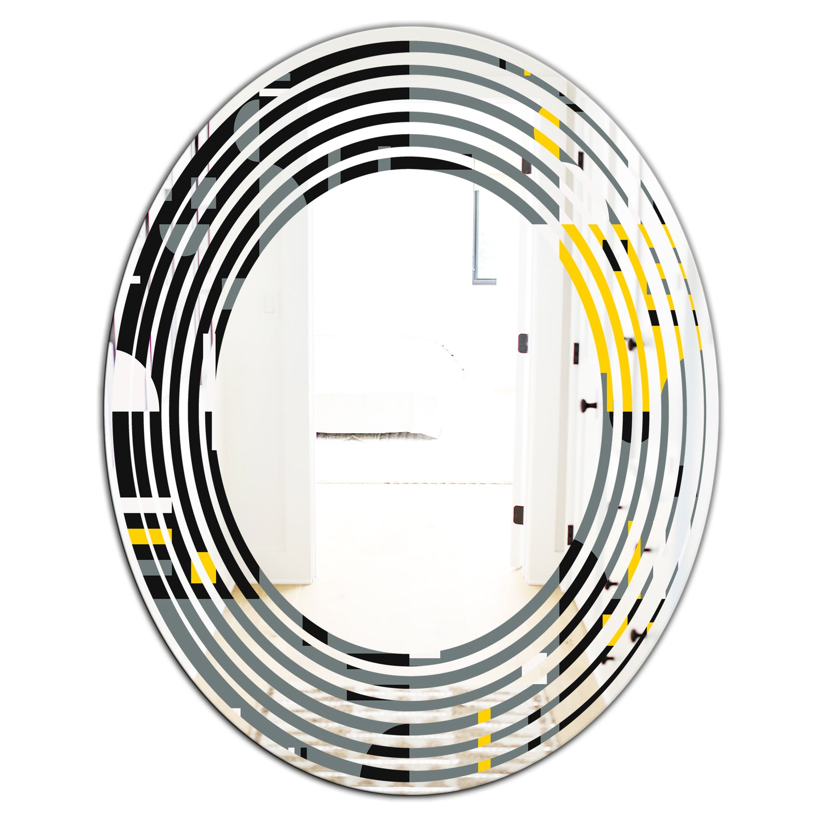 Retro Abstract Design I - Modern Round or Oval Wall Mirror - Wave